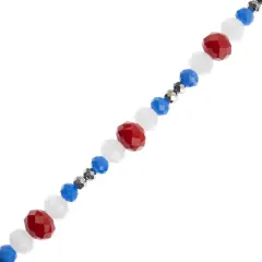 Crystal Lane DIY 7" Mixed Designer Glass Bead Mix Strand Red White Blue Mix