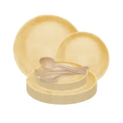 Round Palm Leaf Eco Friendly Disposable Wedding Value Set (200 Settings)