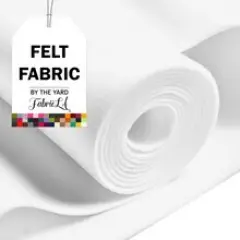 FabricLA | Felt Fabric | 72" Wide 1.6mm Thick | Soft Craft Fabric - 50 Yards White