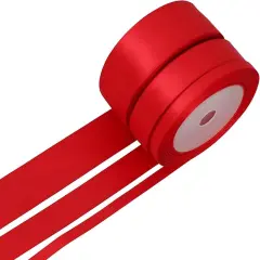 Red Satin Ribbon Double Faced Ribbon 3 Rolls (1/4 Inch, 5/8 Inch, 1 Inch), Fabric Ribbon Use for Gift Wrapping, Wedding Party Decoration, Hair Bows, DIY Crafts, Total 30 Yards
