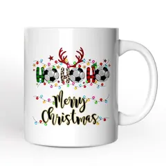 Soccer Buffalo Plaid Christmas Mug, Ho Ho Ho Football Gift