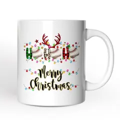 Baseball Buffalo Plaid Christmas Mug, Ho Ho Ho Baseball Gift