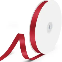 3/8" x 100 Yards Satin Ribbon - Scarlet Silk Ribbon with Spool - Ideal for Gift Wrapping, Floral Bouquets, Crafts, Wedding Party Decorations, Christmas and Sewing Projects