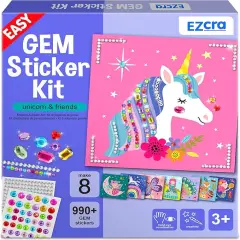Easy Arts and Crafts for Kids - Fun Gem Sticker Kit - 8 Unicorn Princess Themes, 990+ Stickers - Gem Art for Kids - Diamond Art Kits for Kids - Toys for Boys and Girls Age 3,4,5,6,7,8