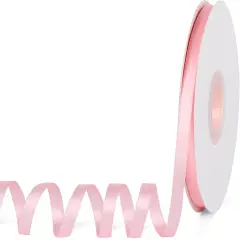 Satin Ribbon Solid Color Light Pink 1/4 inches X 50 Yards, Double Faced Polyester Fabric Ribbon for Gifts Wrapping, Wedding, Party, Hair, Crafts, Bows, DIY Decor Ornaments