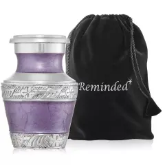 Keepsake Cremation Urn for Human Ashes, Lavender and Silver with Velvet Case