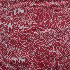 1 Yard Pacific Islander All Over Tropical Polyester Fabric with Floral and Fruit Design 60 Inch Width Red
