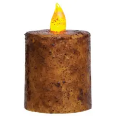 3-Inch Dark Brown Flameless Candle with Timer Battery Operated Pillar for Table or Display