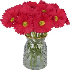 Summer Gerbera Daisy Artificial Flowers Tabletop Decor ,20PCS Red Daisy Flowers Artificial Fake Daisies for Wedding Party Office Home Decorations(Red)