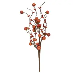 Orange Polka and Pip Berry Pick with Mini Pumpkins and Flexible Stems for Fall Decor