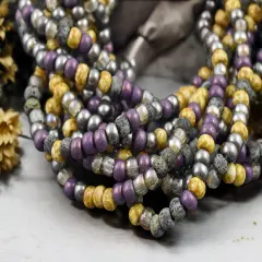2/0 Aged Imperial Purple Picasso Mix Seed Beads (21" Strand)