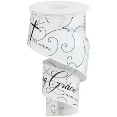 2.5" Amazing Grace Ribbon: White & Black (10 Yards)