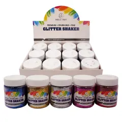 Angels Craft 12 Count Glitter Shaker Set Colors: Blue, Gold, Silver, Fuchsia & Red Perfect for Group Activities