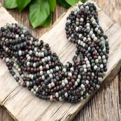 4/0 Aged Noire Picasso Mix Seed Beads (19" Strand)