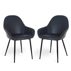 Set of 2/4 Mid-Century Modern Leatherette Dining Armchairs
