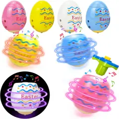 Light up Easter Egg spinning Top Toys with Music for Kids