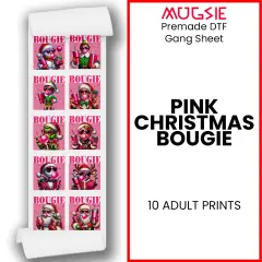 Pink Christmas Bougie - DTF Transfer 22x60 Direct-to-Film Gang Sheets Iron On Transfers - 10 Adult Prints