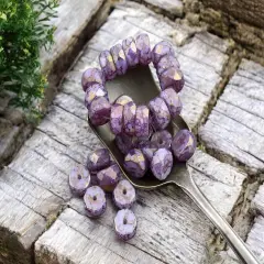 *15* 4x6mm Gold Lustered Thistle Fire Polished Rondelle Heishi Beads