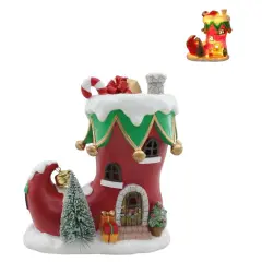 8" Light-Up Christmas Resin Boot House &ndash; Festive Holiday Decor