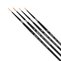 Creative Mark Beste Golden Taklon LinerSet of 4 Artist Brush, Professional Watercolor Brushes, For Acrylic Painting, Short Handle, Sharp Edges, Hand-Tied & Shaped