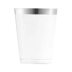 Clear with Metallic Silver Rim Round Tumblers - 10 oz. (336 Cups)