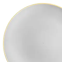 Gray with Gold Organic Round Disposable Plastic Dinner Plates - 10.25" (120 Plates)