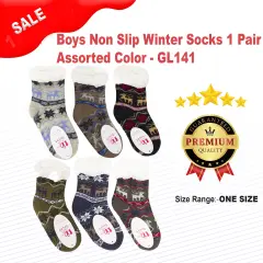 Boys Non Slip Winter Socks 1 Pair Assorted Color