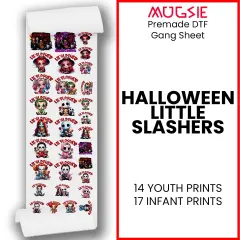 Halloween Little Slashers - DTF Transfer 22x60 Direct-to-Film Gang Sheets Iron On Transfers - 14 Youth Prints Size And 17 Infant Prints