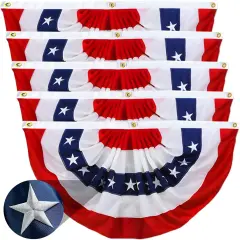 American Bunting Flags Outdoor 2x4 Ft,Pleated Fan Flag with Embroidered Stars,Red White and Blue Decorations for 4th of July Independence Day Memorial Day Patriotic Decorations (Set of 5)