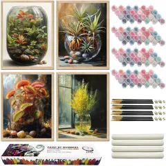 4 Pack Paint by Numbers Kit - 24x30 inches (Bottled Flowers)