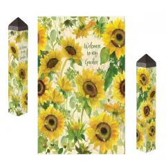 Gathering Sunflowers Art Pole 20 Inches Tall