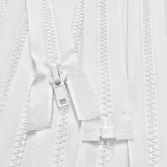 White Molded Plastic Jacket Zipper 28 Inches 5MM Separating