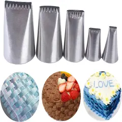 Basketweave Piping Tip Set, Stainless Steel Half Row Braided Flower Mouth Nozzles