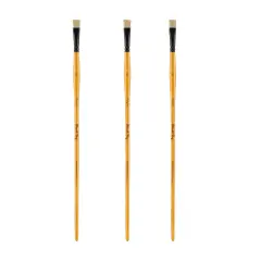 Mimik Hog Professional Synthetic Hog Bristle Paint Brush- Versatile Alternative to Natural Hog Hair Paint Brushes for Oil Painting, Acrylics, Inks, Gouache, Watercolors- Bright- 3 Packs