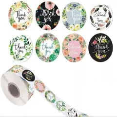 1000Pcs 1 Inch Floral Thank You Stickers Labels Roll Decorative Sealing Sticker