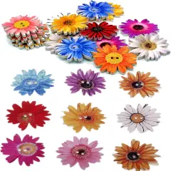 100 Pieces 1inch Flower Shaped Wood Buttons Daisy Sunflower 2 Holes
