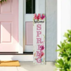 Northlight 40" Welcome Spring Floral Outdoor Porch Board Sign Decoration Pink