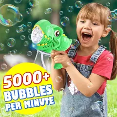 Kids Bubble Gun 2 Pack Dino Bubble Machine Gun for Toddlers with 4 Bubbles Solution Automatic 13-Hole Bubbles Blower Maker Bubbles for Kids Party Favors Stocking Stuffers Birthday Gift for Boys Girls