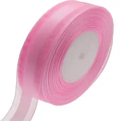 50 Yards 1 Inch Wide Satin Ribbon with Organza Edge for Wedding Gifts Wrapping DIY Bows and Craft (Pink)