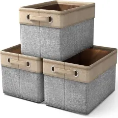 Premium Fabric Storage Cubes 15 Inch- Big Sturdy Collapsible Storage Bins with Dual Handle