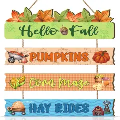 Hello Fall Wooden Hanging Sign (Colourful)