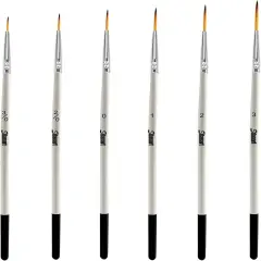 Script Liner Paintbrush 6 PCS Highly Flexible Liner Brush Extra Long Fine Point Tip Pinstriping Scroll Outlining Brush for Acrylic Watercolor Oil Gouache