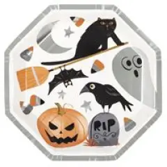 Bats & Boos Halloween Octagon Shaped Dinner Plates 8ct