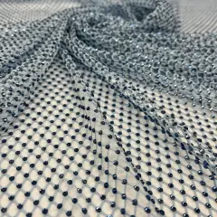 1 Yard Diamond Fishnet Fabric 4-Way Stretch Lace, Soft Nylon-Spandex Blend, 58" Width Lt. Blue