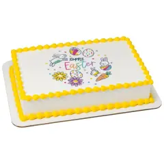 Hoppy Easter Doodle Bunny Edible Cake Topper Image 1/4 sheet