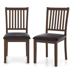 Upholstered Modern Dining Chair Set of 2 with Slanted High Backrest-Brown