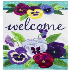 Pansy Garden Spring Banner 2 Sided Burlap House Flag