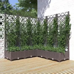 vidaXL Garden Planter with Trellis Brown 47.2x47.2x47.8 PP