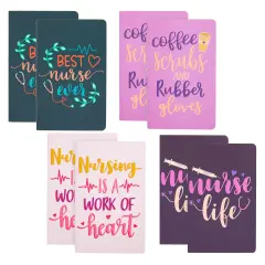 8 Pack A5 Nurse Notebook Set, Nurse Appreciation Gifts for Graduation, Retirement, Medical Students (8 x 5 x 0.1 Inches) Multicolor
