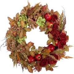 24" Handmade Fall Wreath with Faux Hydrangea